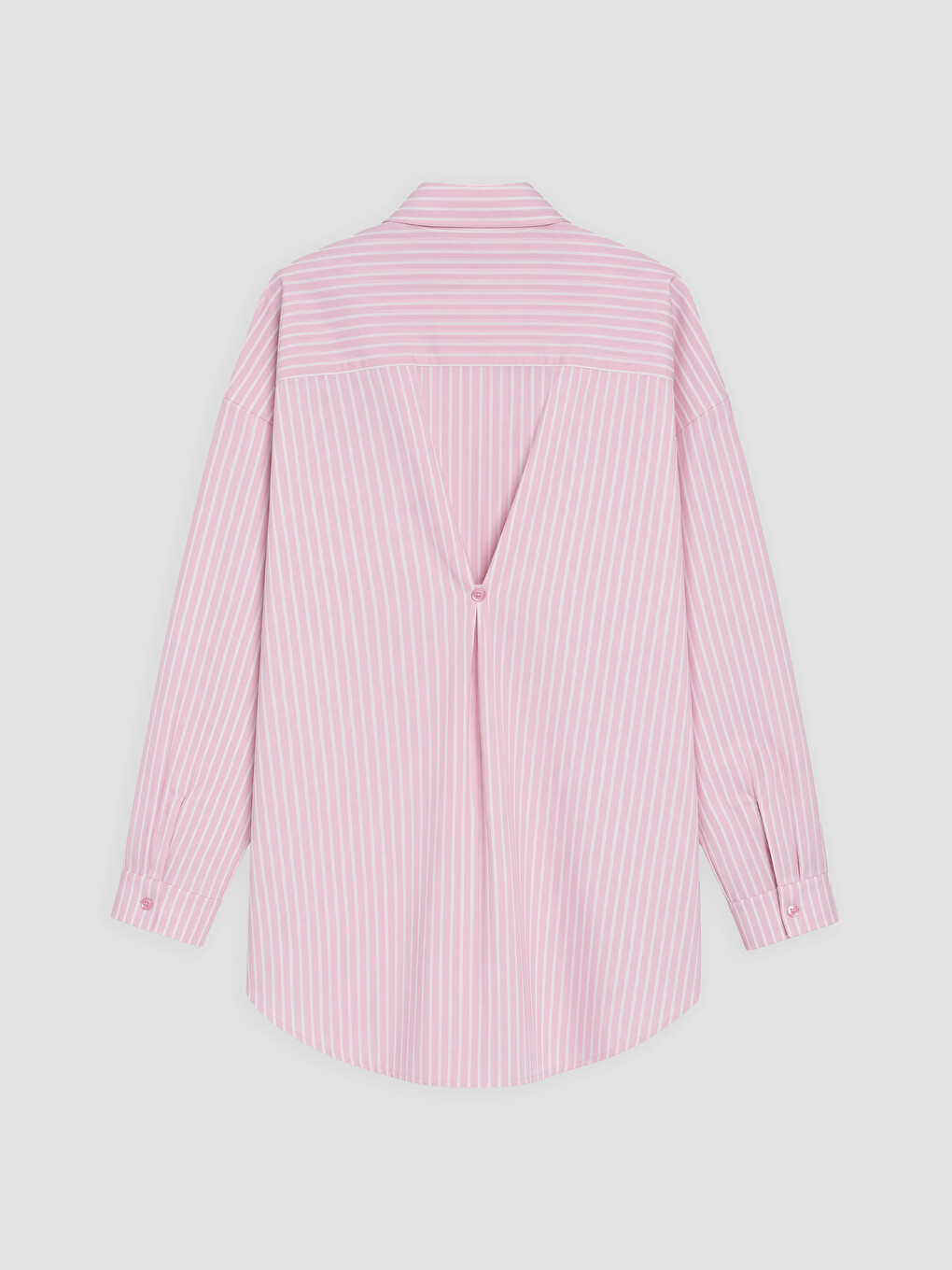 Pembe Çizgili Poplin Kadın Gömlek-5