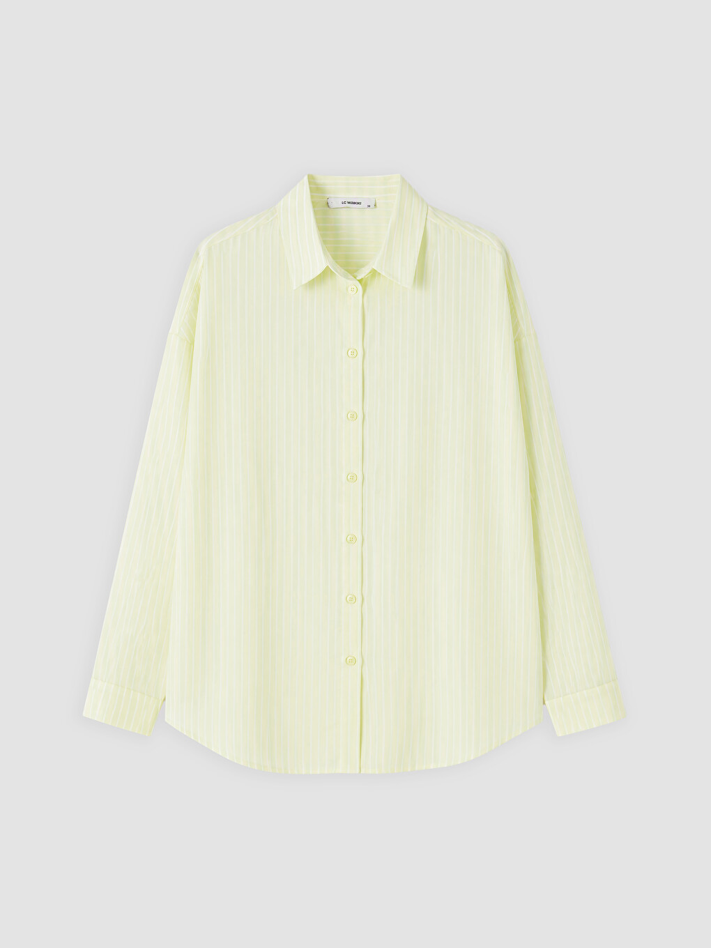 Sarı Çizgili Poplin Kadın Gömlek-4