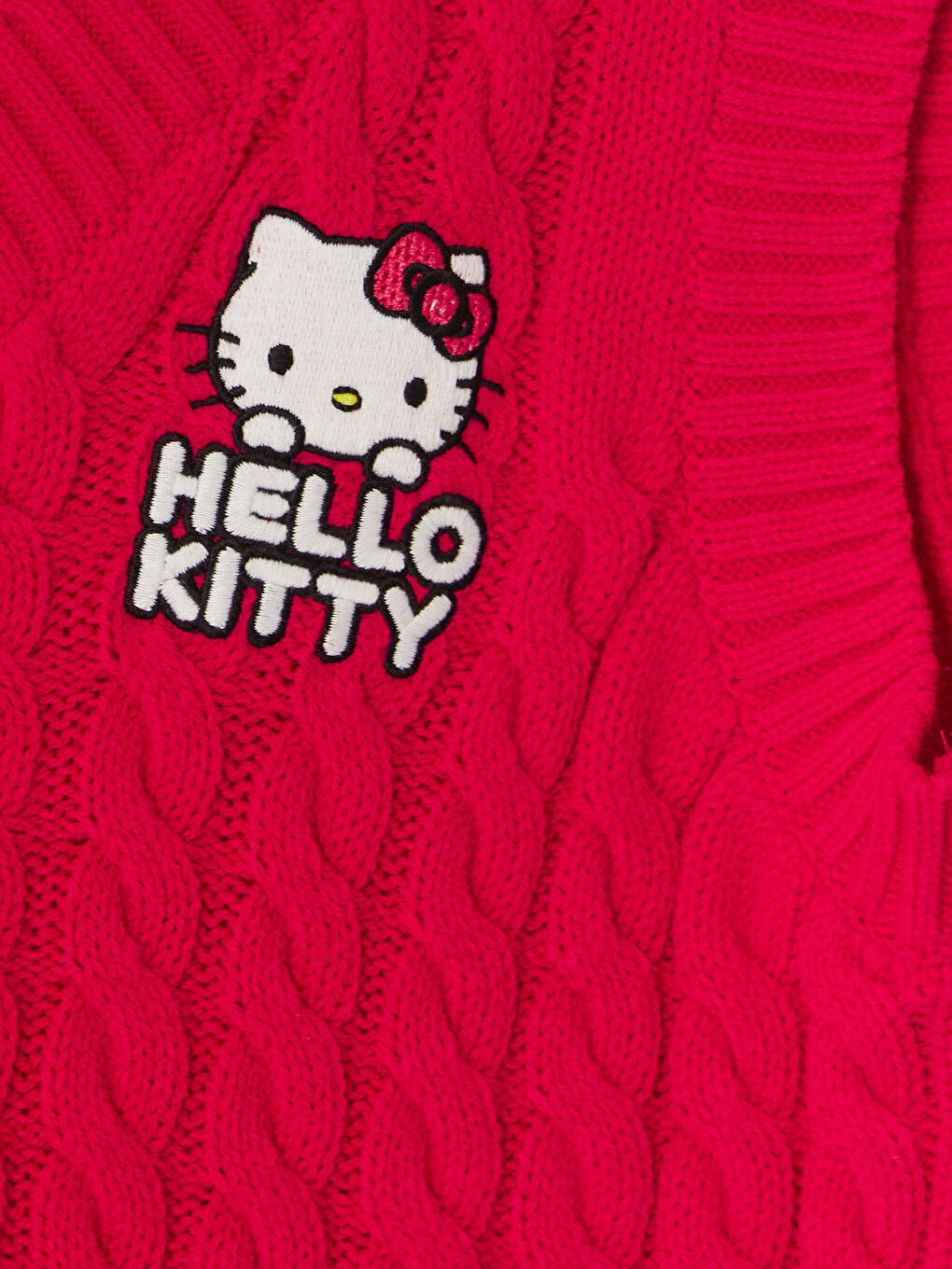 Kırmızı Hello Kitty Kız Çocuk Triko Süveter-2