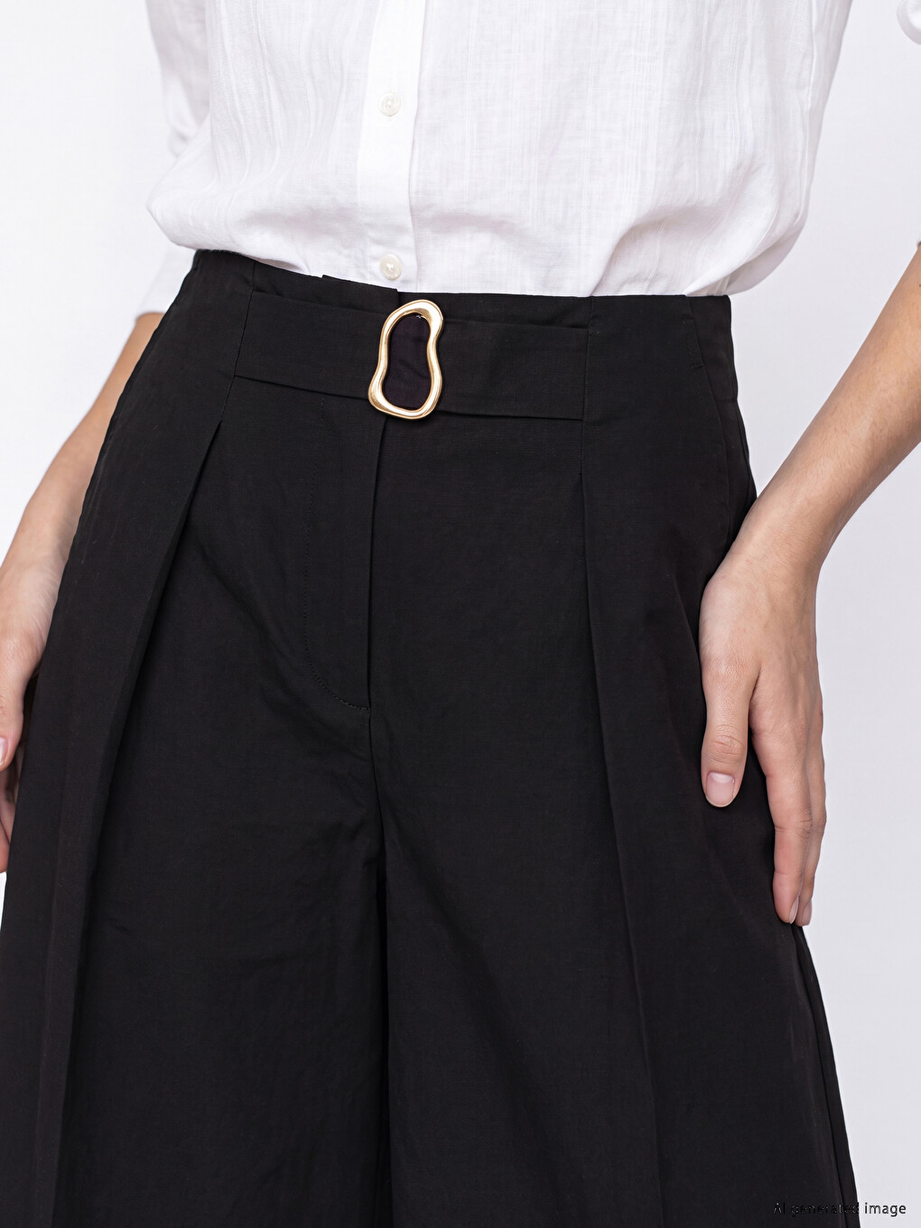 Regular Fit Wide Leg Women's Trousers-2