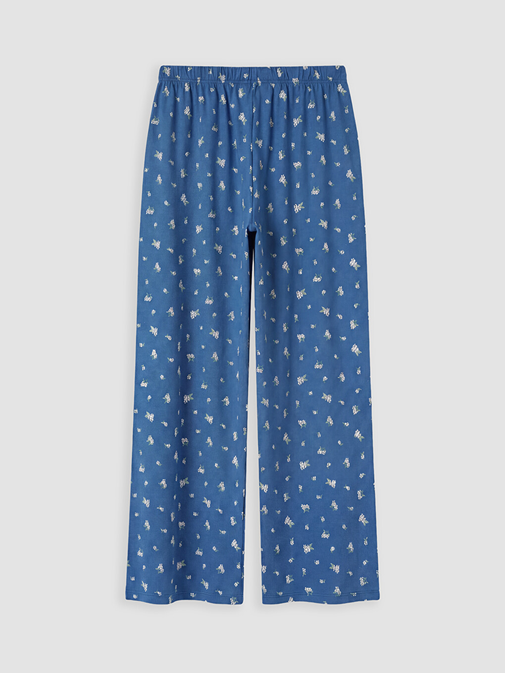 Lacivert Beli Lastikli Desenli Kadın Kaprili Pijama Altı-2