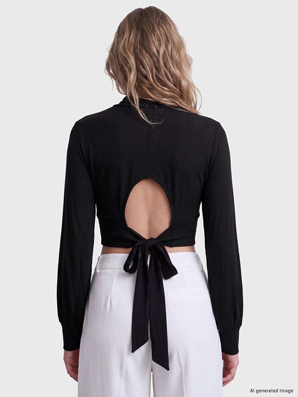 Mock Neck Window Detailed Women's Crop-3