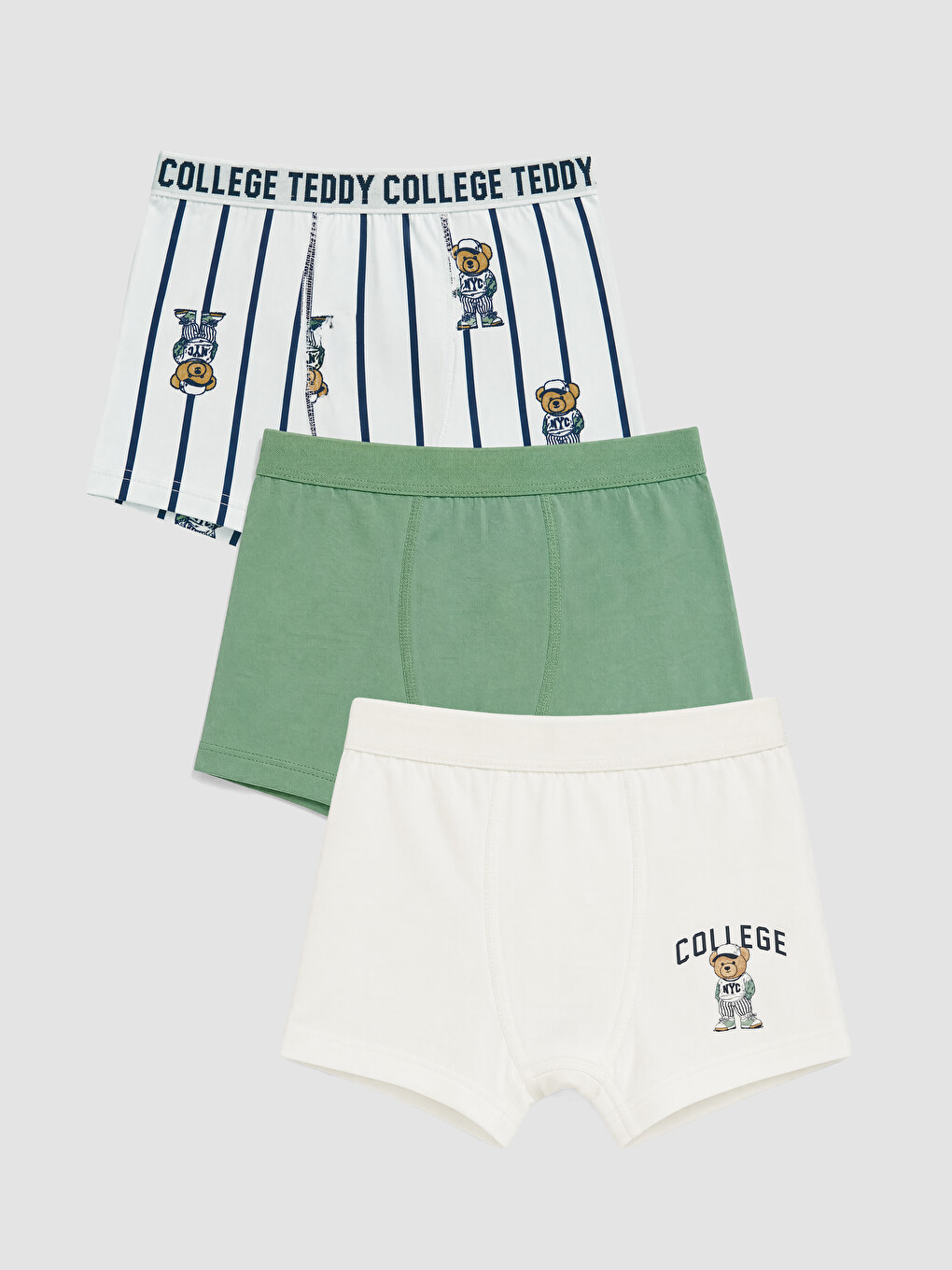 Детски Печатени Боксерки За Момчиња College Teddy 3-пакување-5