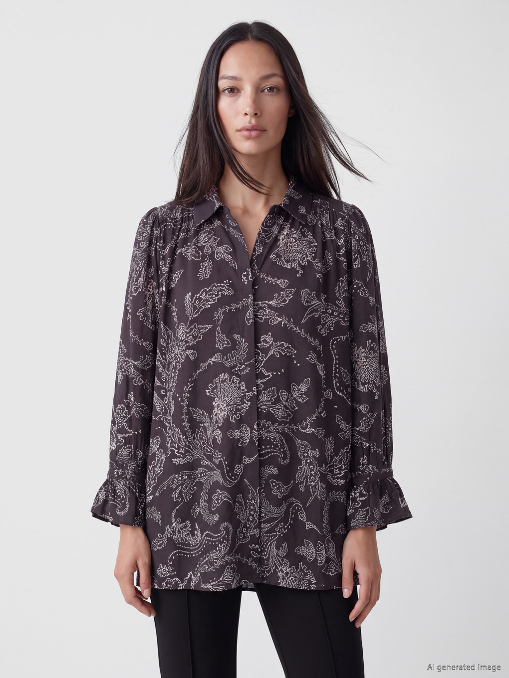 Patterned Oversize Women's Shirt Tunic