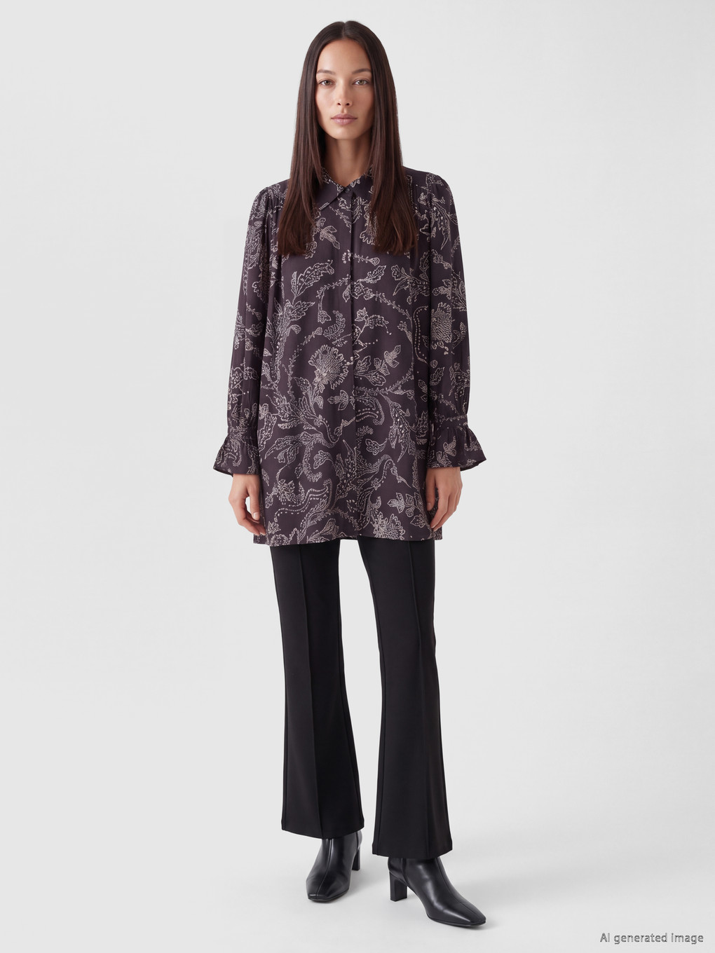 Patterned Oversize Women's Shirt Tunic-1