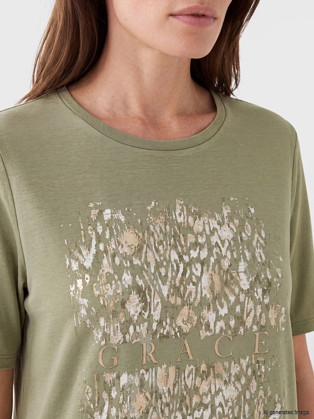 Crew Neck Patterned Women's T-shirt-2