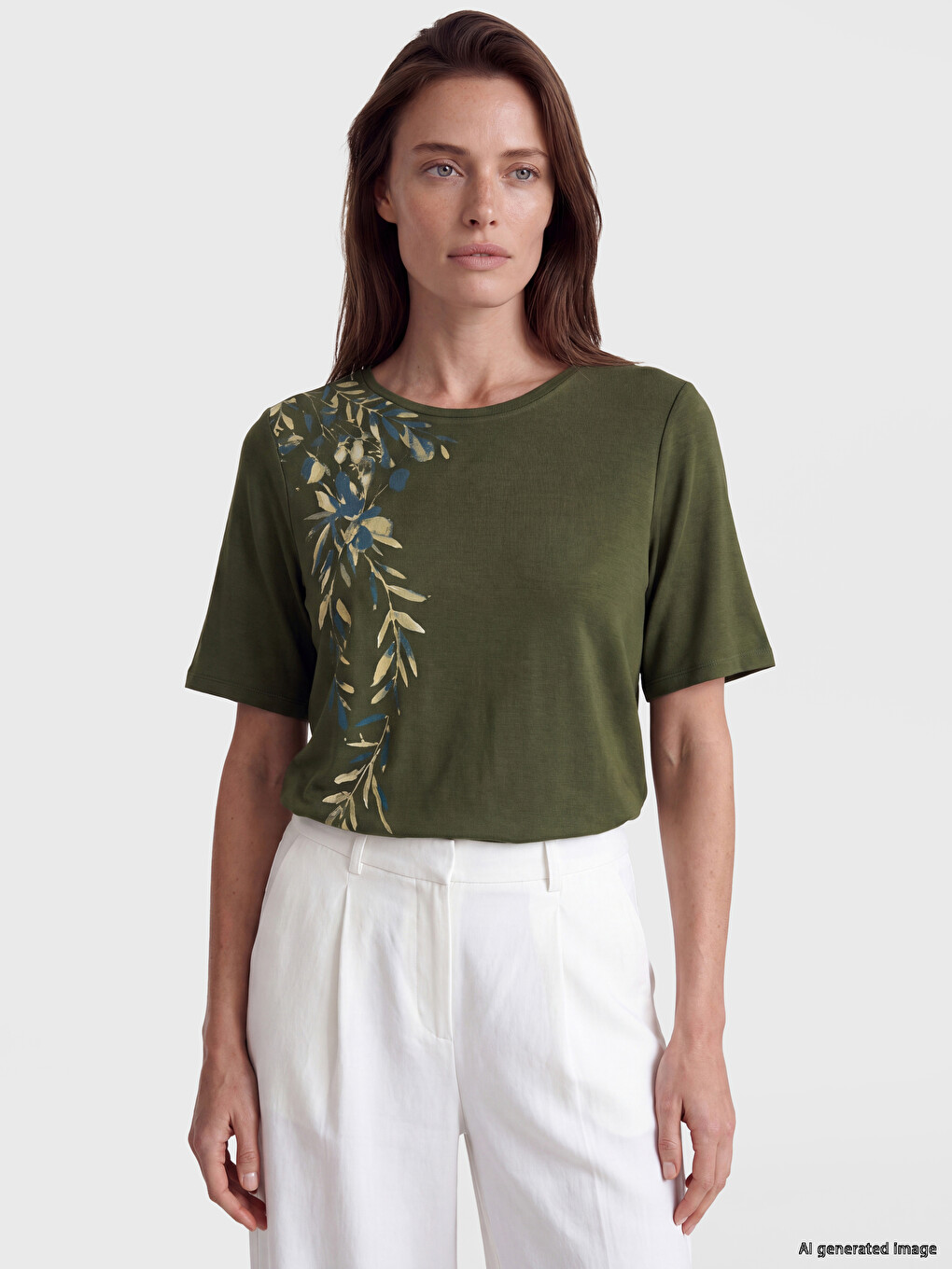 T-shirt Me Jakë Të Rrumbullakët E Stampuar Për Gra