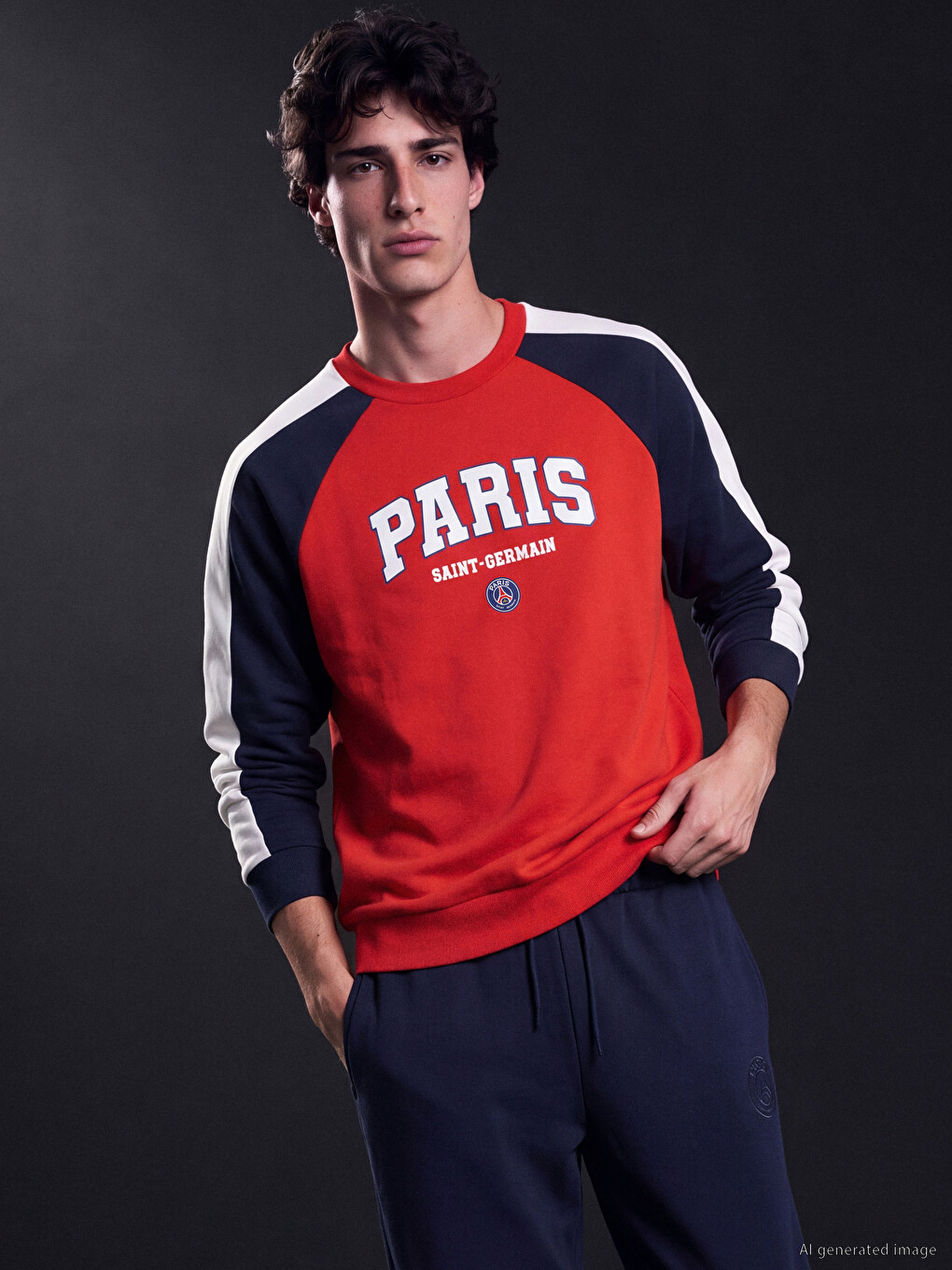 Crew Neck Paris Saint-germain Printed Men's Sweatshirt-2