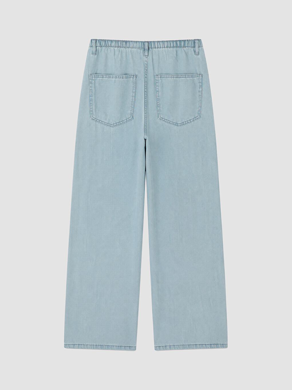 Mavi Beli Bağcıklı Wideleg Kadın Jean Pantolon-6