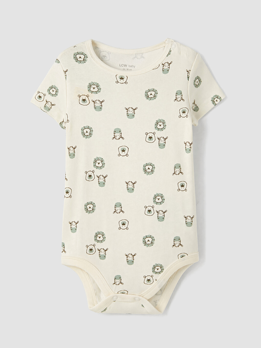 Ekru Desenli Erkek Bebek Çıtçıtlı Body
