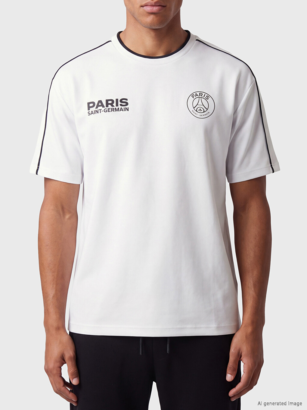 Beyaz Paris Saint-germain Baskılı Spor Tişört-2