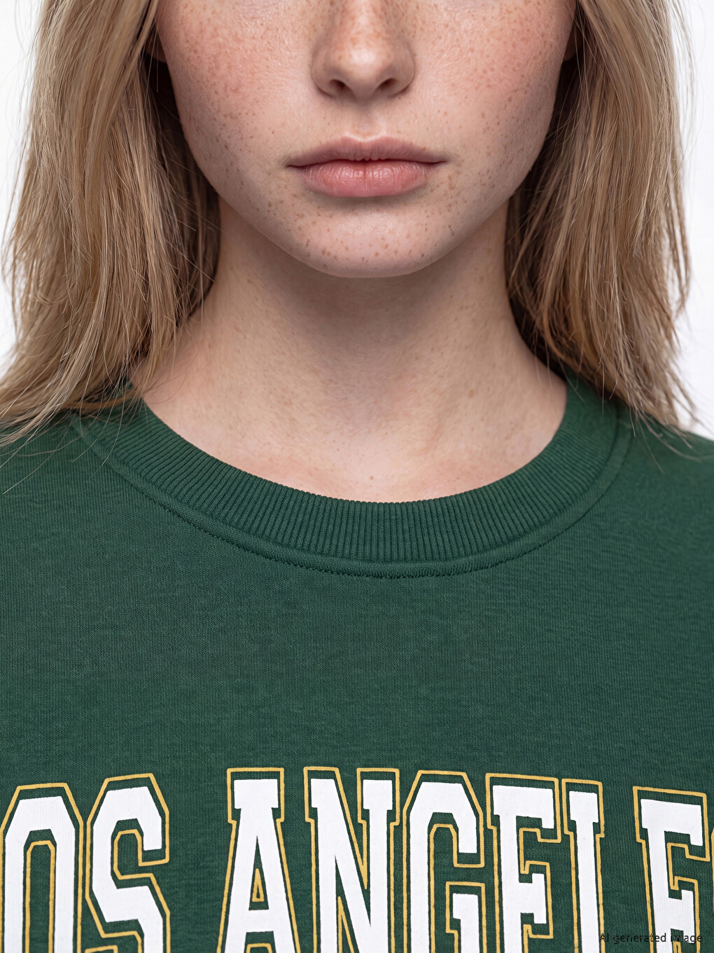 Yeşil Los Angeles Baskılı Kadın Sweatshirt-2