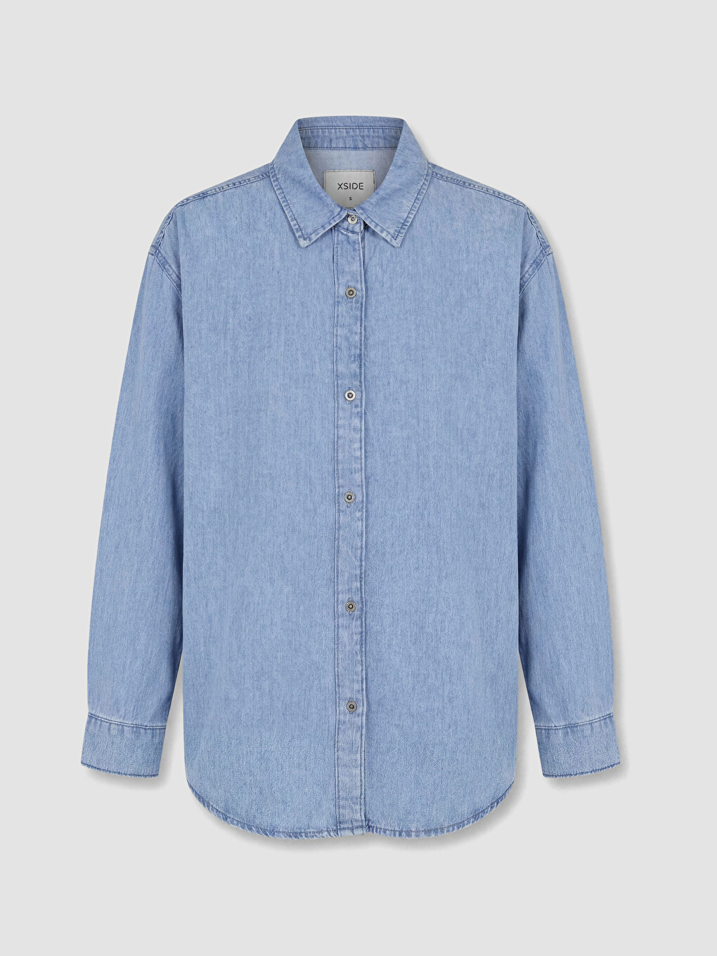 Mavi Oversize Kadın Jean Gömlek