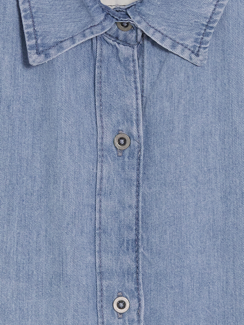 Mavi Oversize Kadın Jean Gömlek-1
