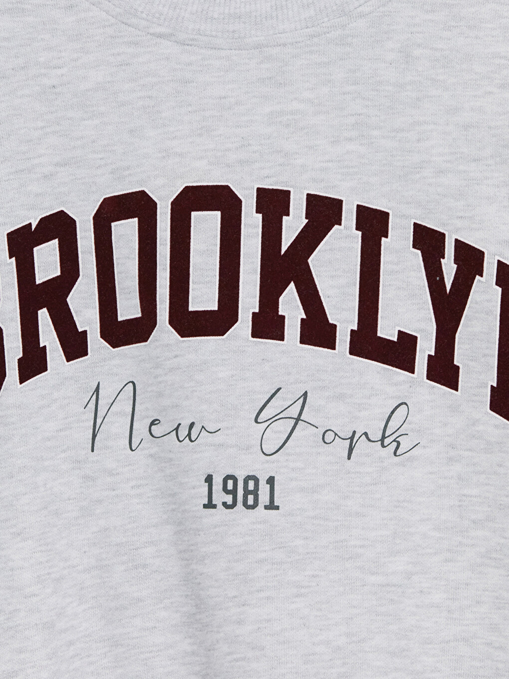 Gri Brooklyn Baskılı Oversize Kadın Sweatshirt-1