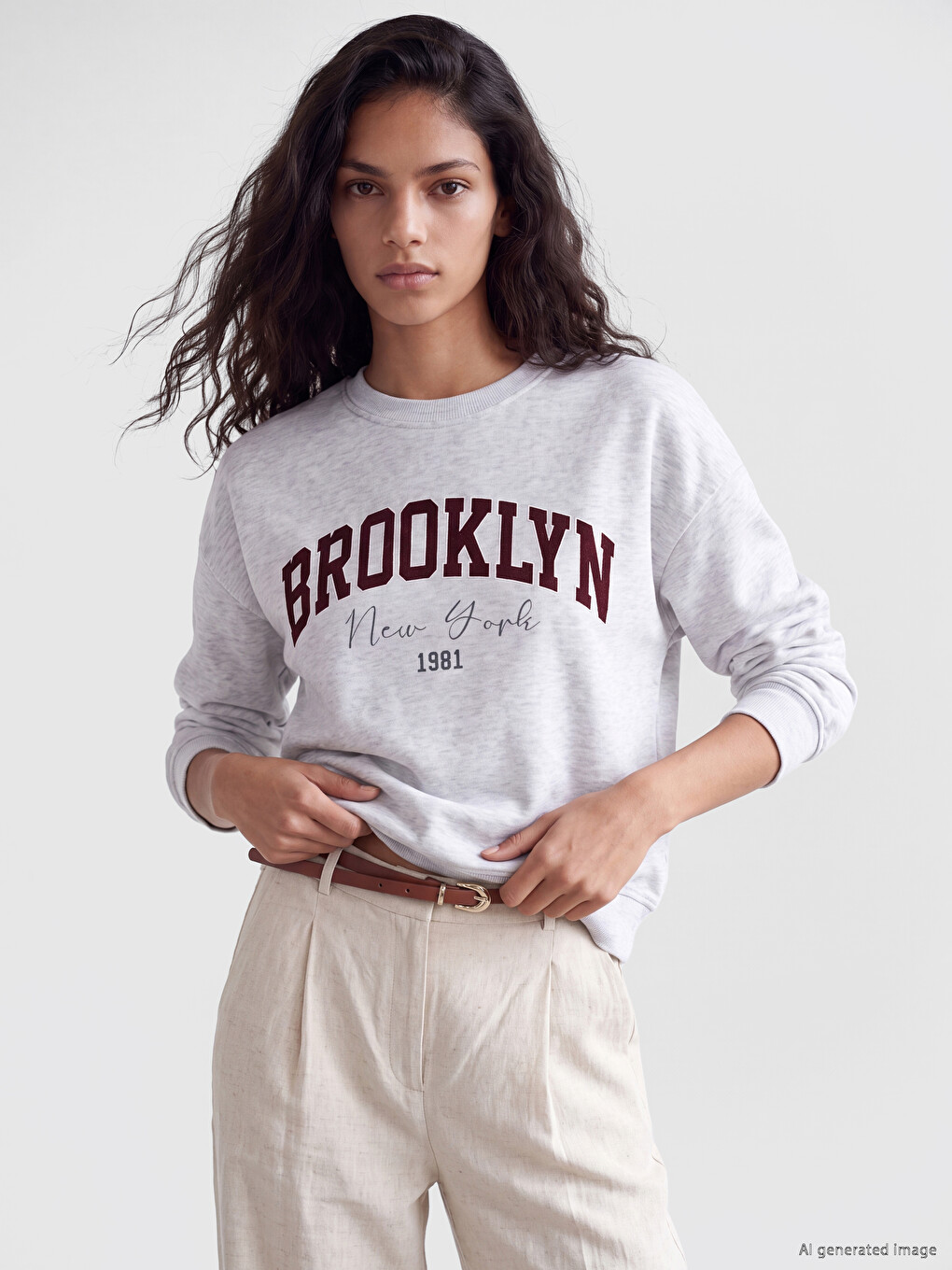 Brooklyn Printed Oversize Women's Sweatshirt