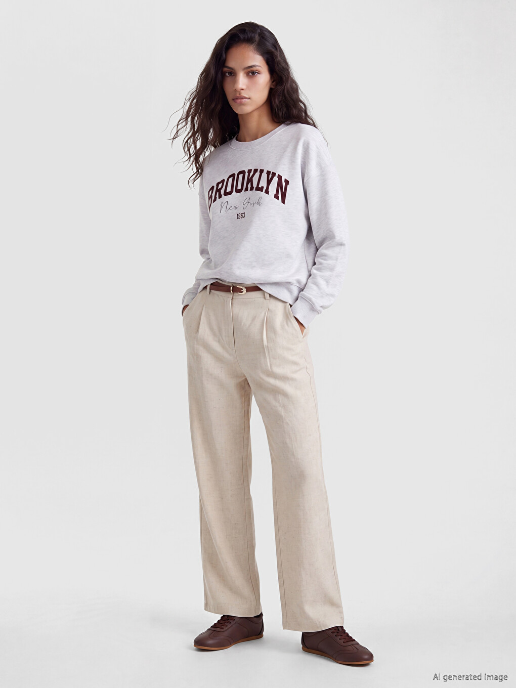 Brooklyn Printed Oversize Women's Sweatshirt-1