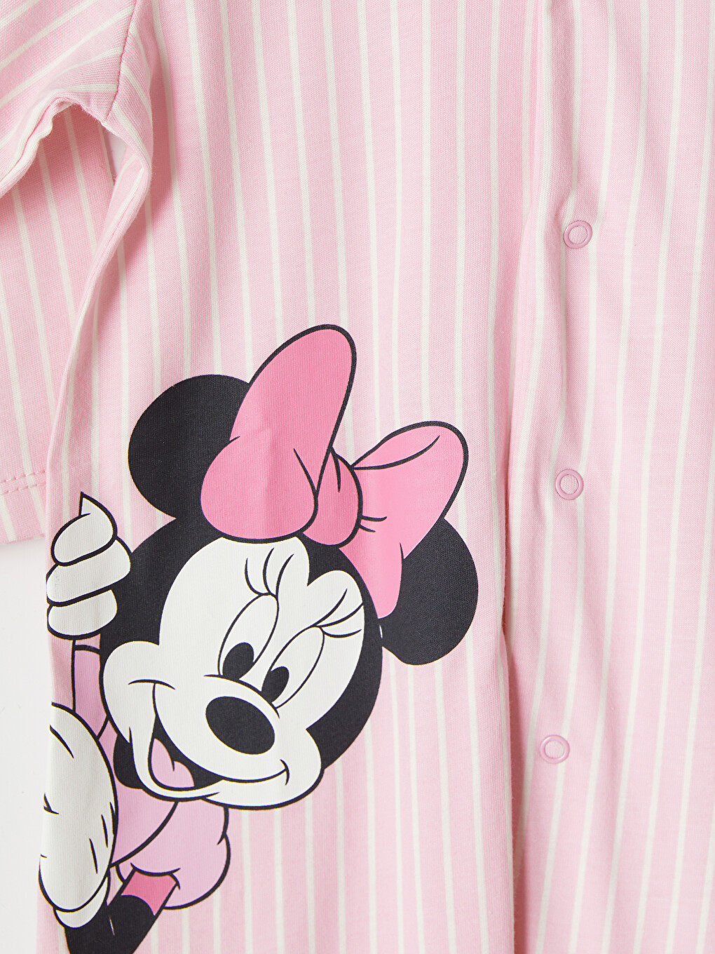 Pembe Gömlek Yaka Minnie Mouse Baskılı Kız Bebek Tulum-1