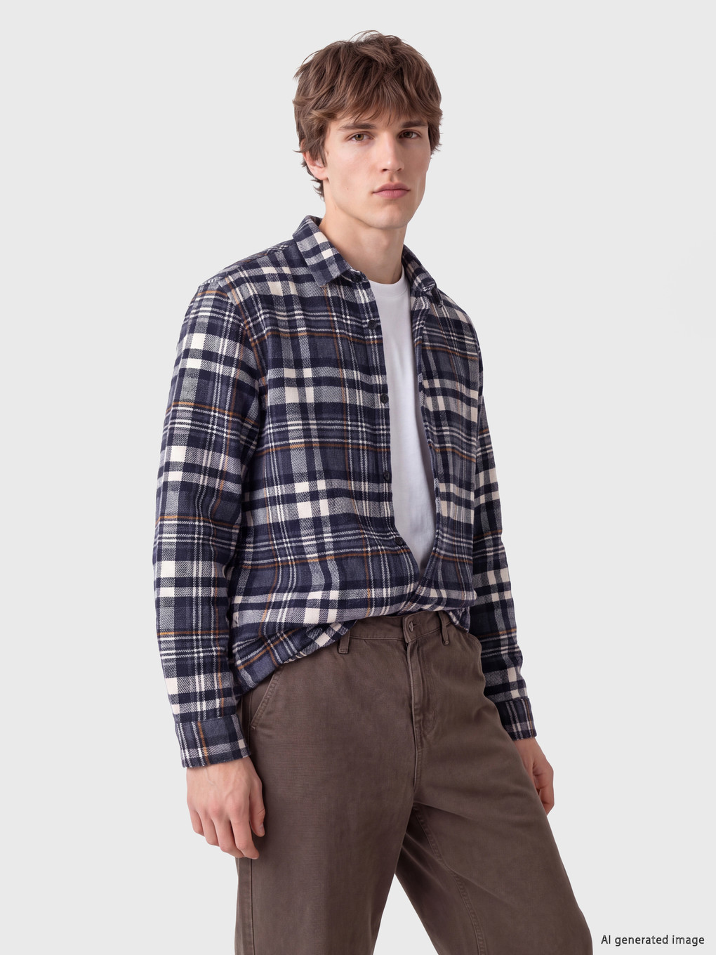 Lacivert Regular Fit Ekose Erkek Oduncu Gömlek
