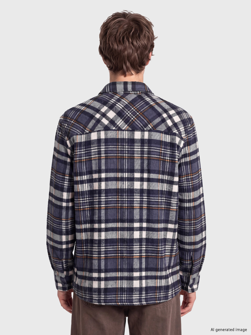 Lacivert Regular Fit Ekose Erkek Oduncu Gömlek-3