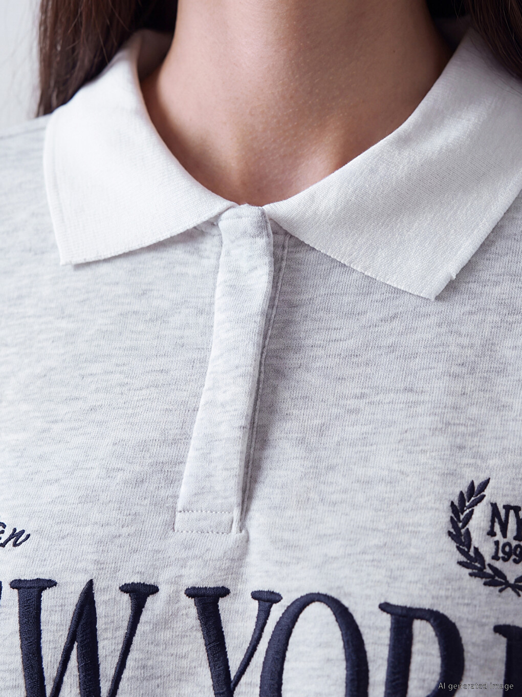 Polo Collar Oversize Women's Thick Sweatshirt-2