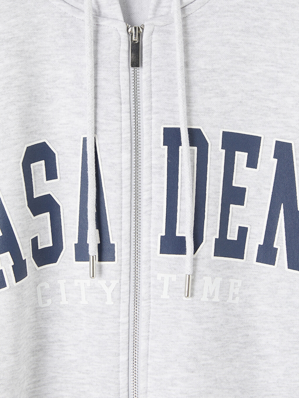 Gri Baskılı Kadın Kalın Fermuarlı Sweatshirt-1