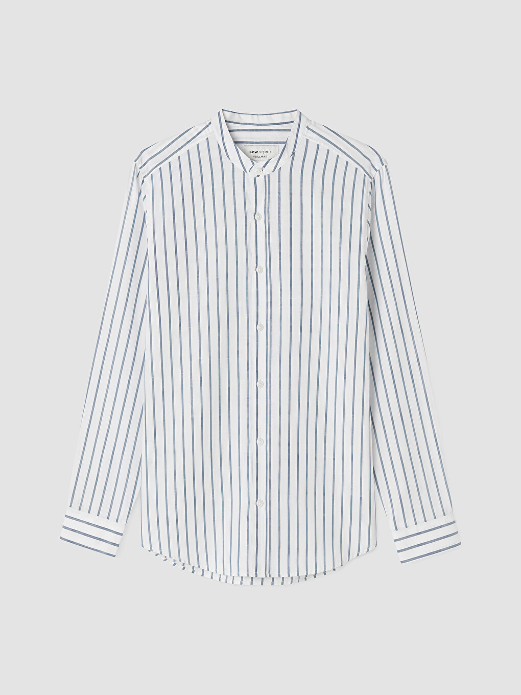 Regular Fit Grandad Collar Striped Men's Shirt-4
