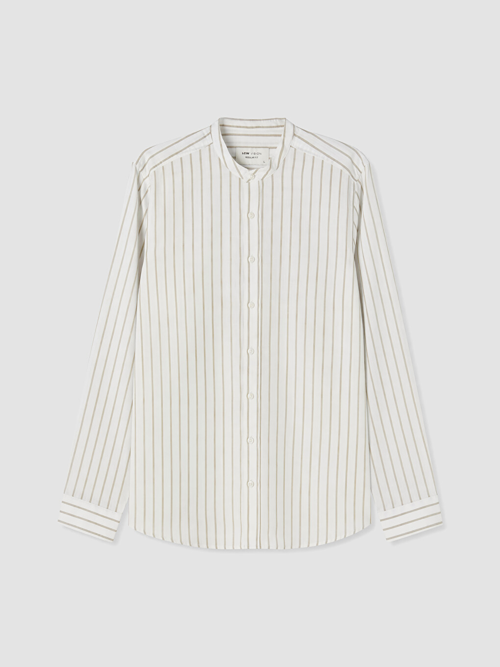 Regular Fit Grandad Collar Striped Men's Shirt