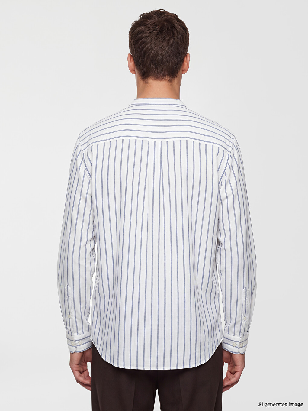 Regular Fit Grandad Collar Striped Men's Shirt-3