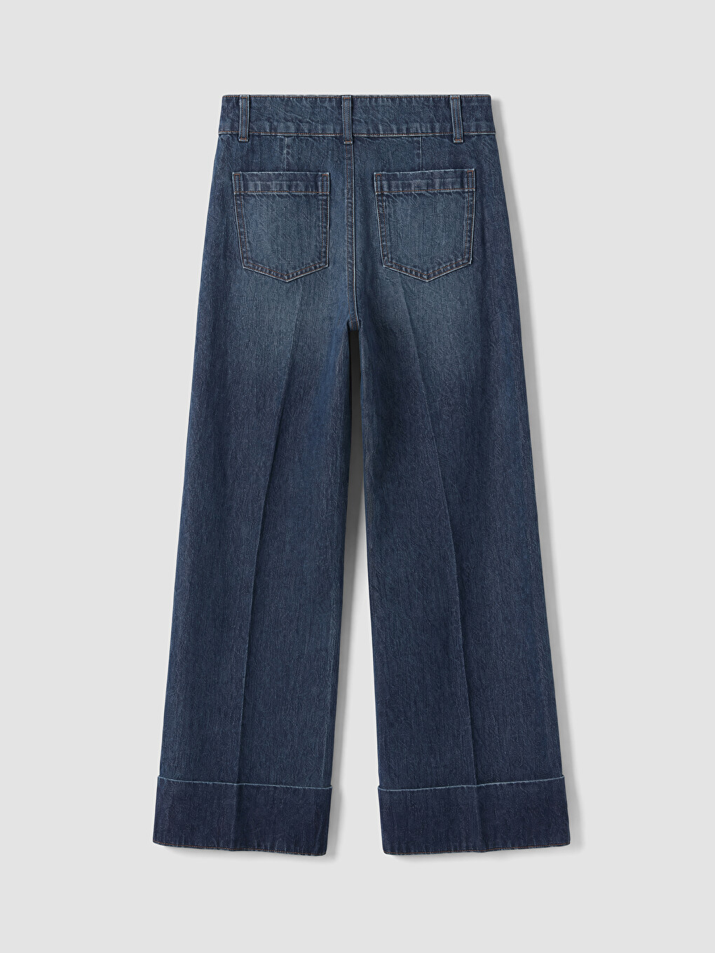 Yüksek Bel Wideleg Kadın Jean Pantolon-6