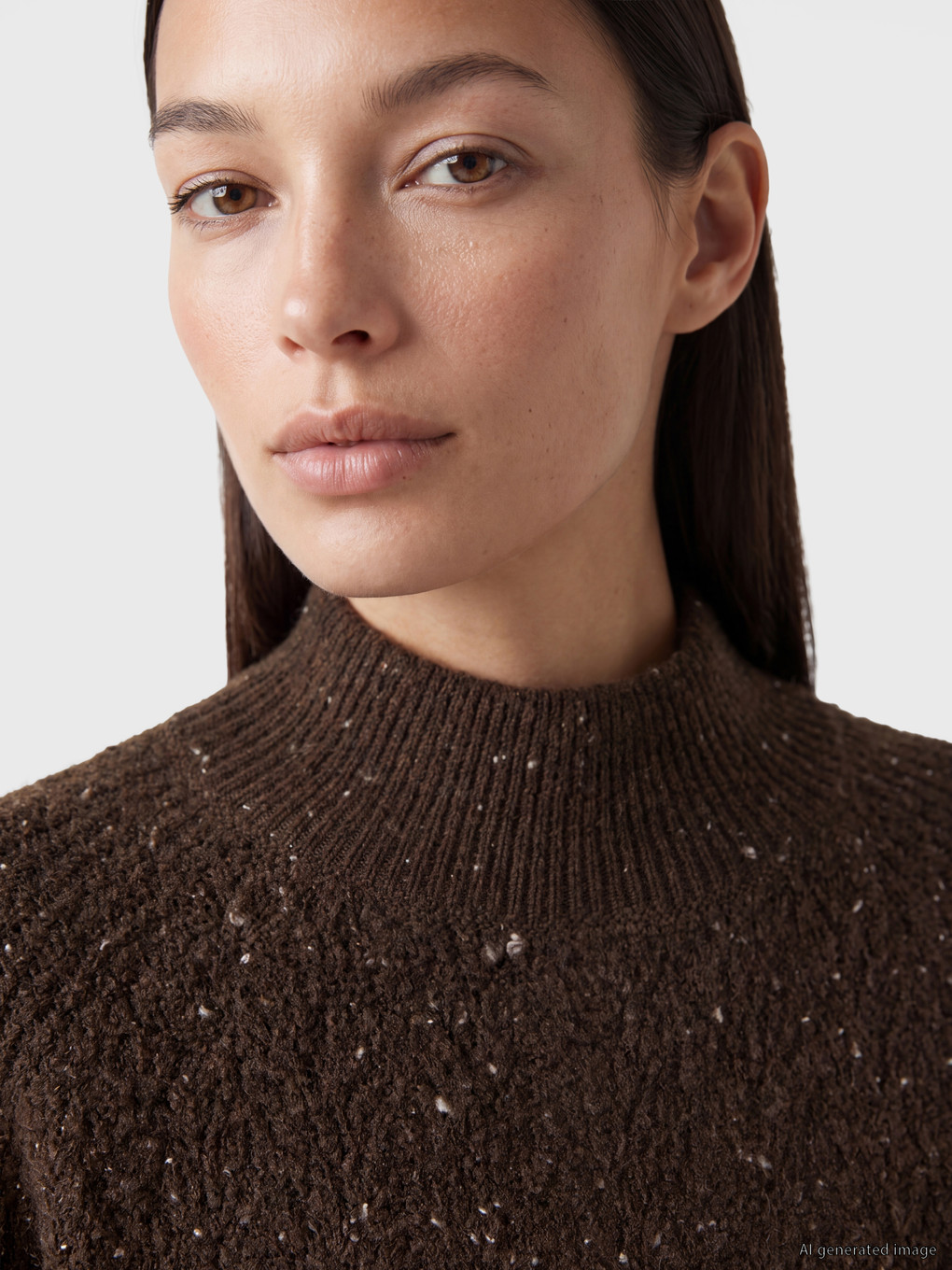 Mock Turtleneck Patterned Women's Knitwear Sweater-2