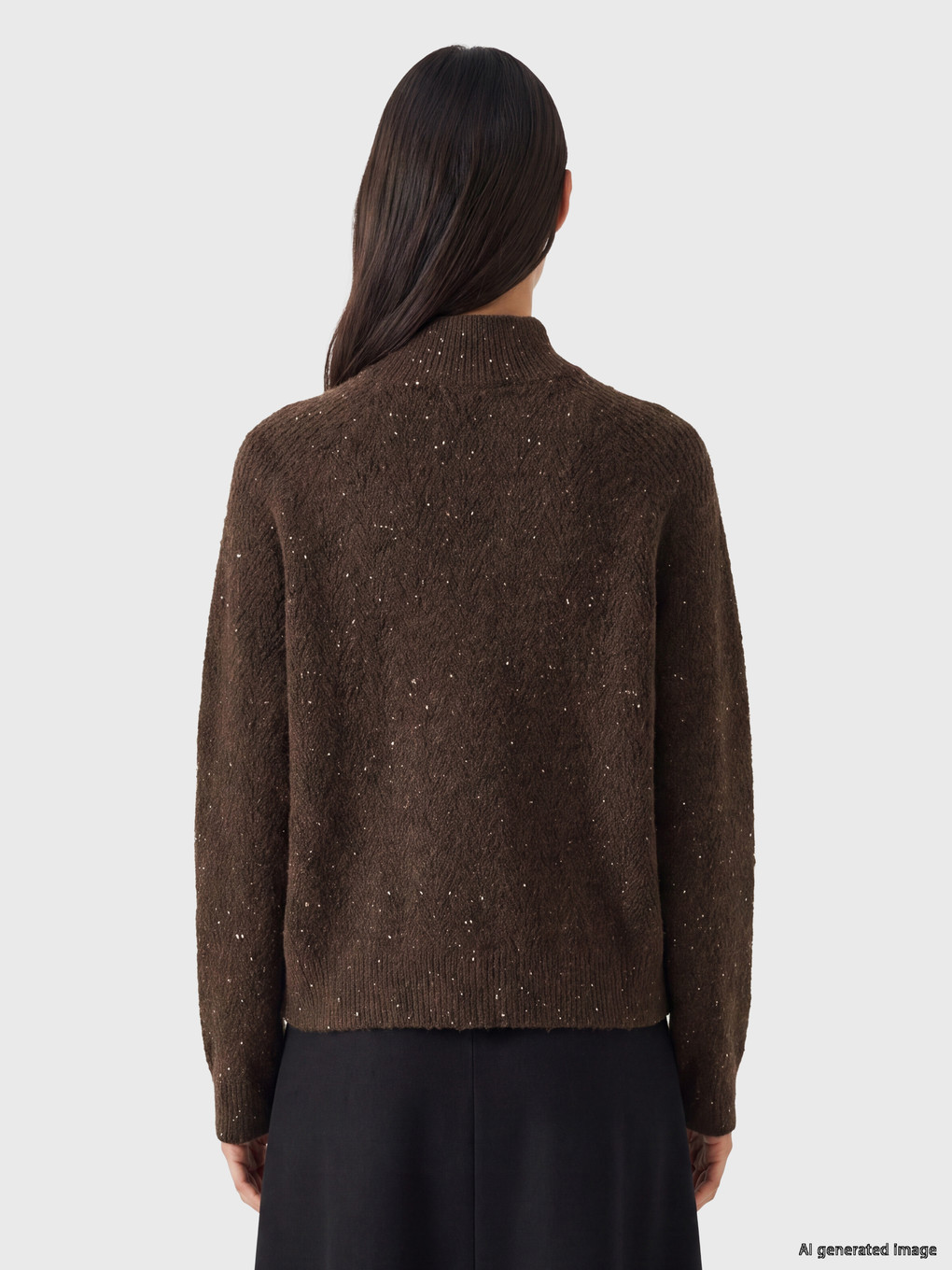 Mock Turtleneck Patterned Women's Knitwear Sweater-3