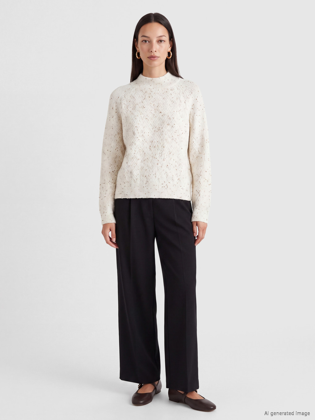 Mock Turtleneck Patterned Women's Knitwear Sweater-1