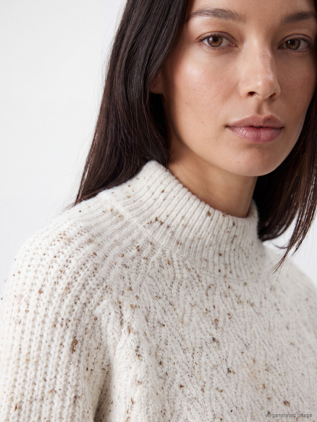 Mock Turtleneck Patterned Women's Knitwear Sweater-2