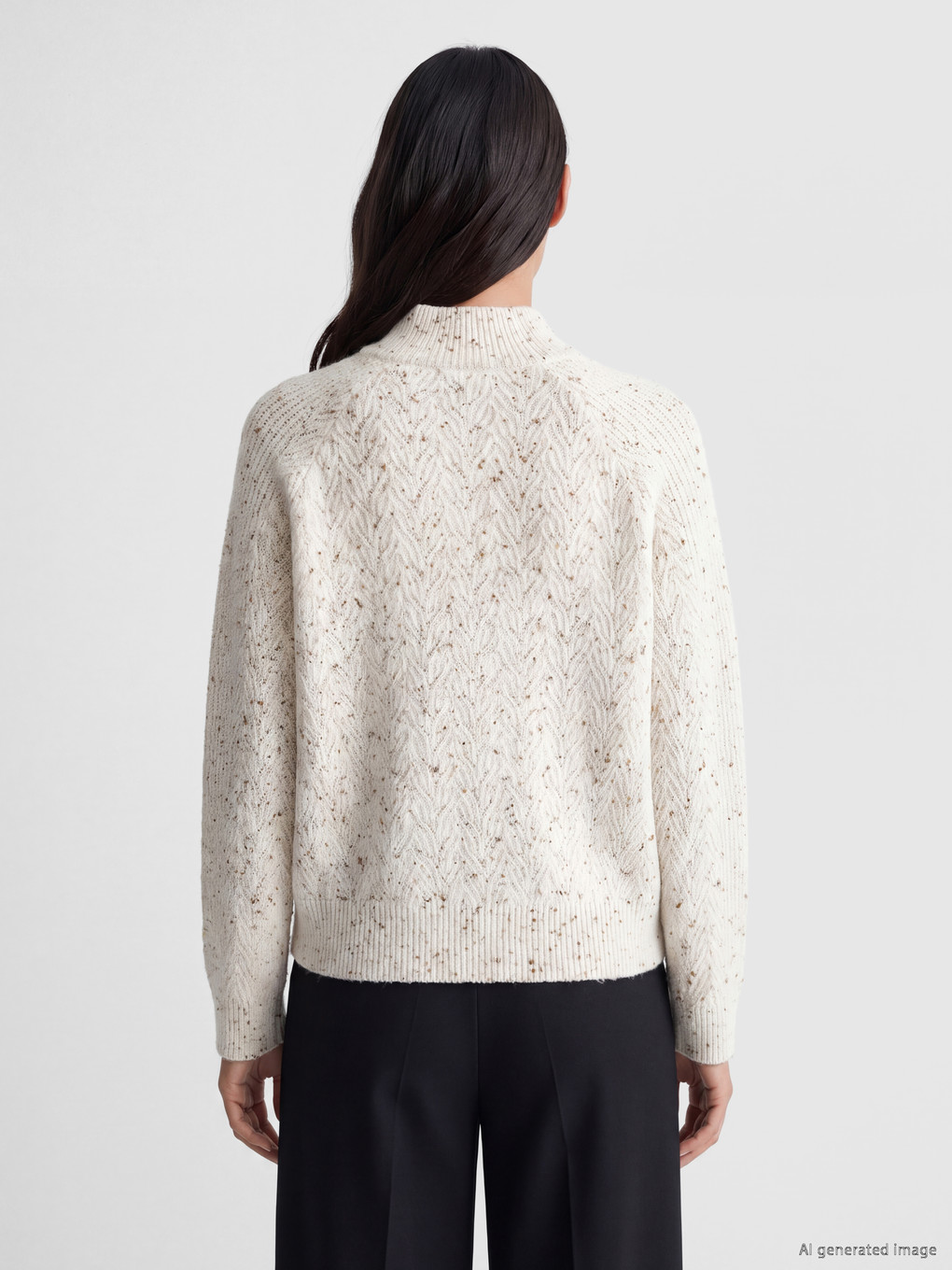 Mock Turtleneck Patterned Women's Knitwear Sweater-3