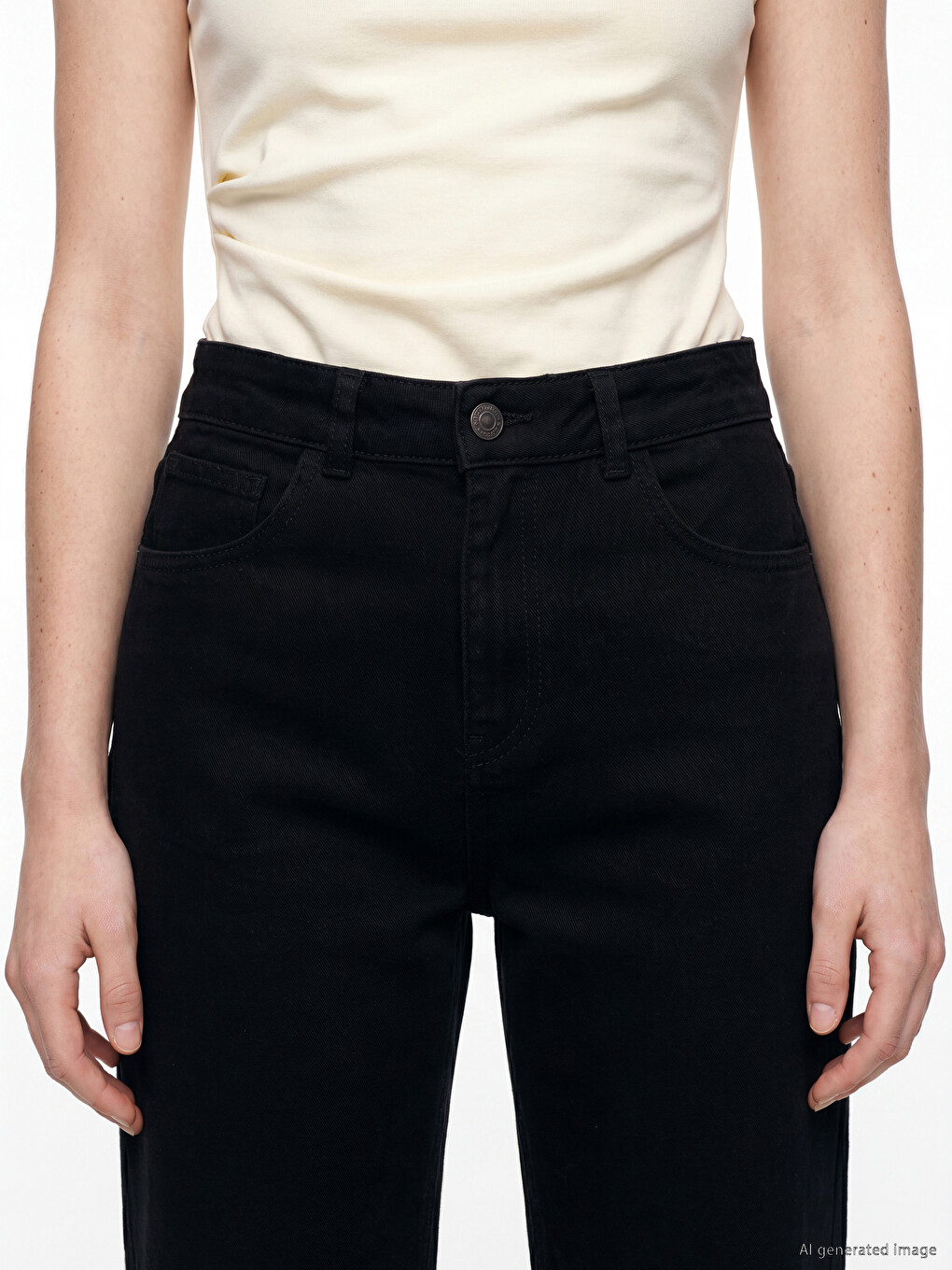 Siyah Regular Fit Kadın Gabardin Pantolon-2