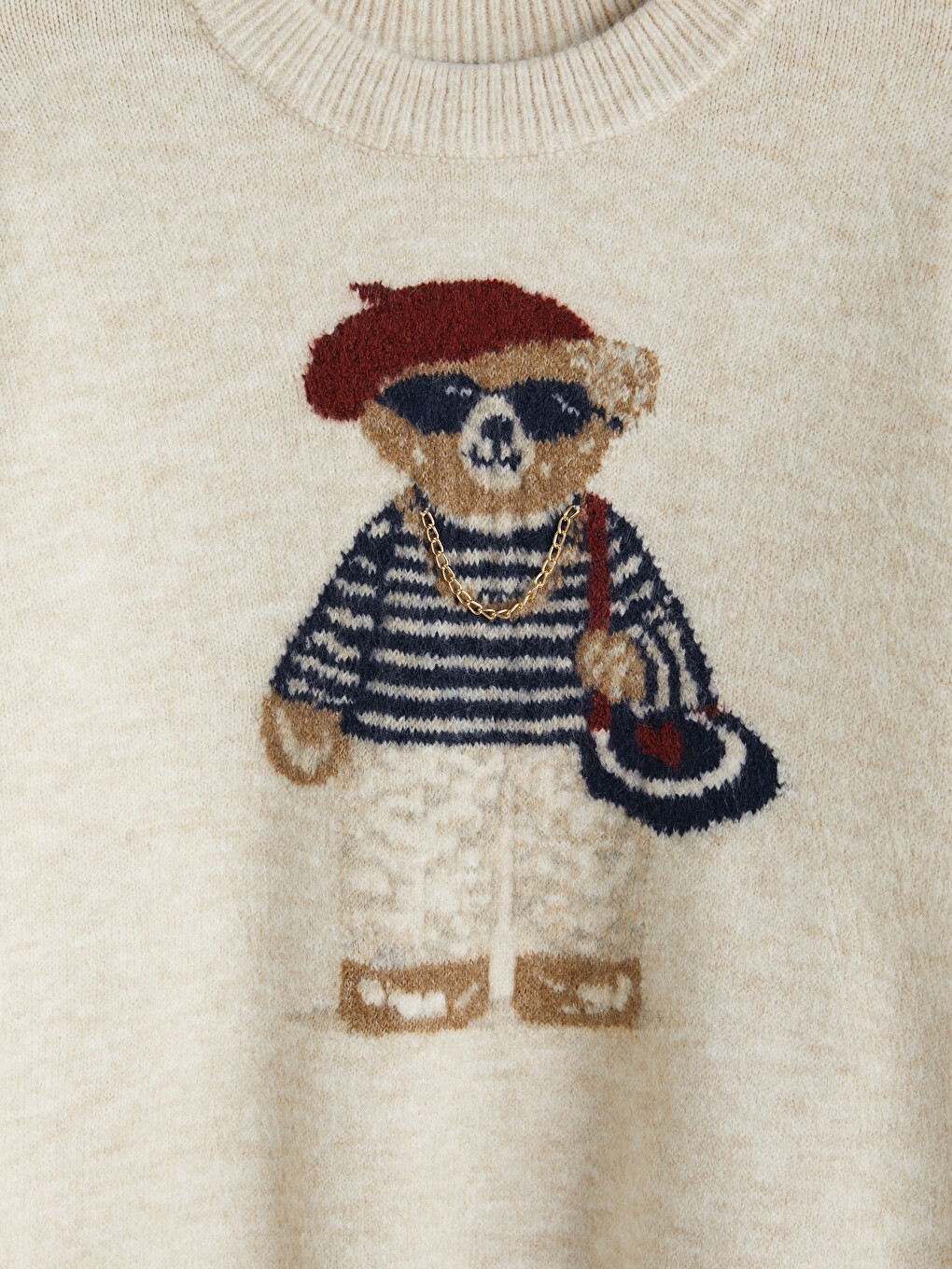 Pulover Tricotat Imprimat Teddy Bear Pentru Femei-2