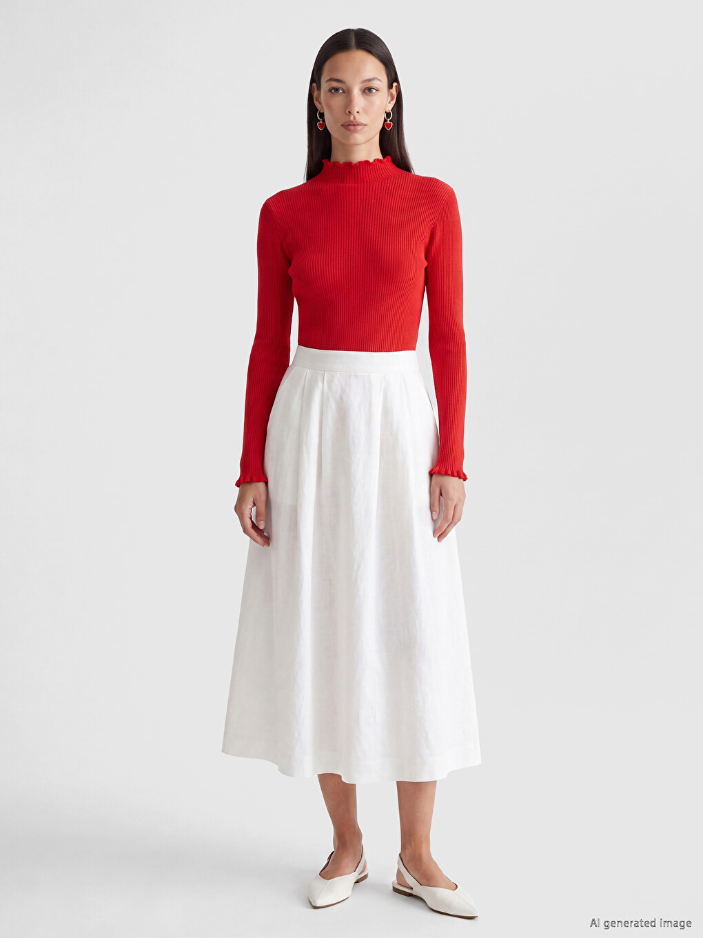 Ruffled Stand Collar Women's Knitwear Sweater-1