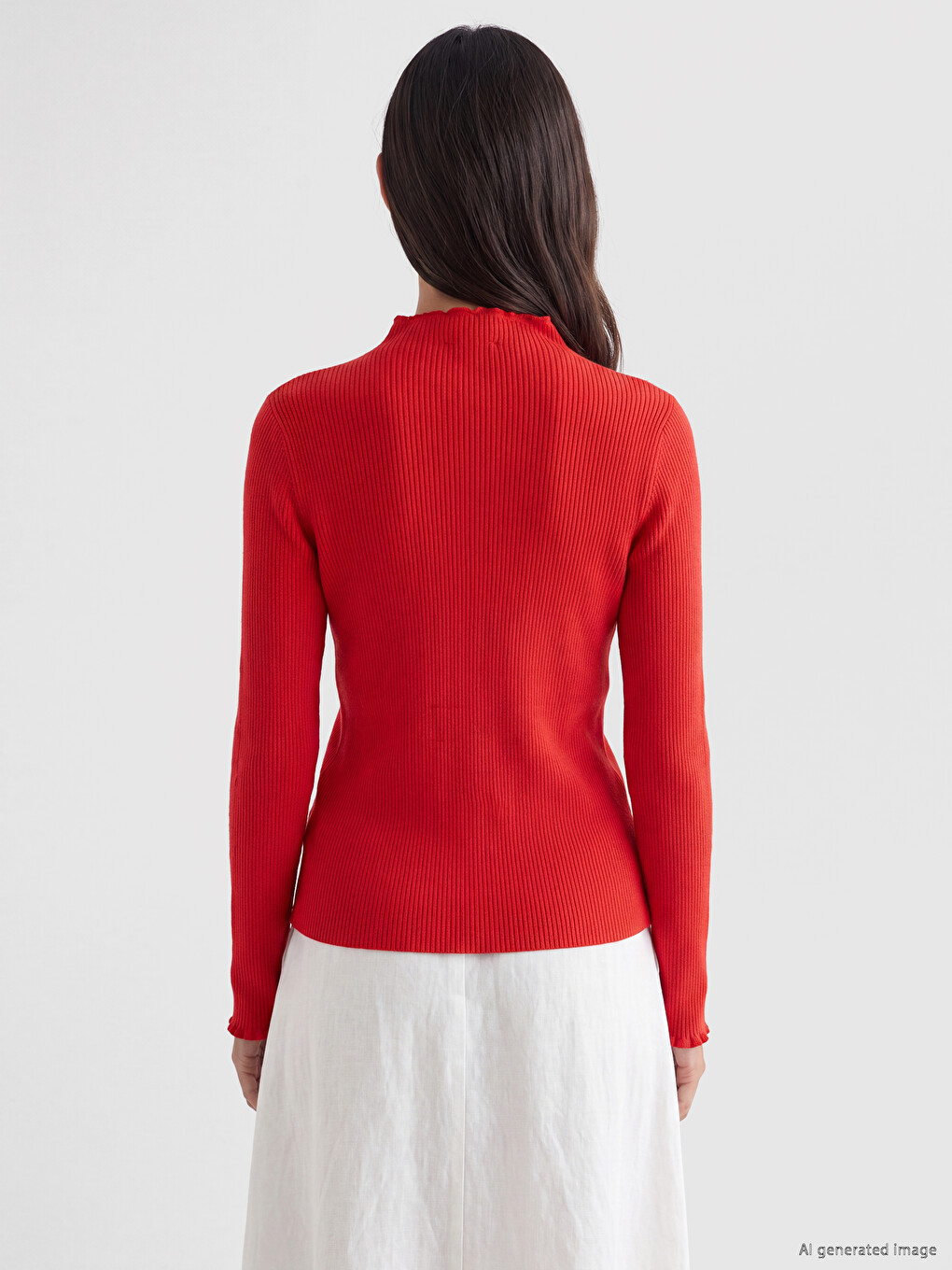 Ruffled Stand Collar Women's Knitwear Sweater-3