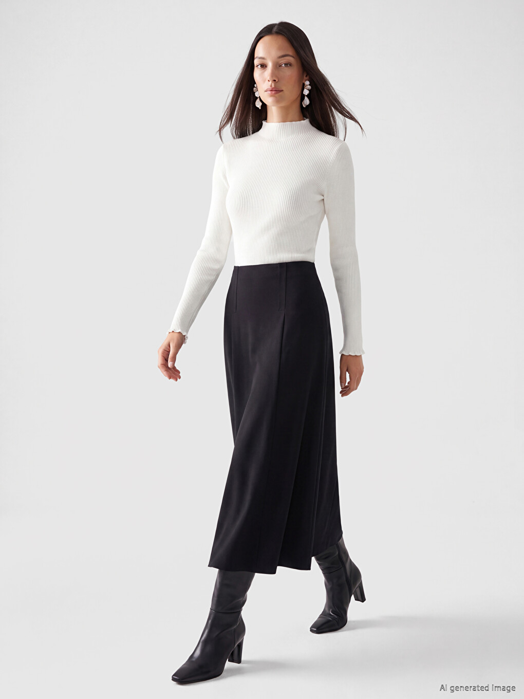 Ruffled Stand Collar Women's Knitwear Sweater-1