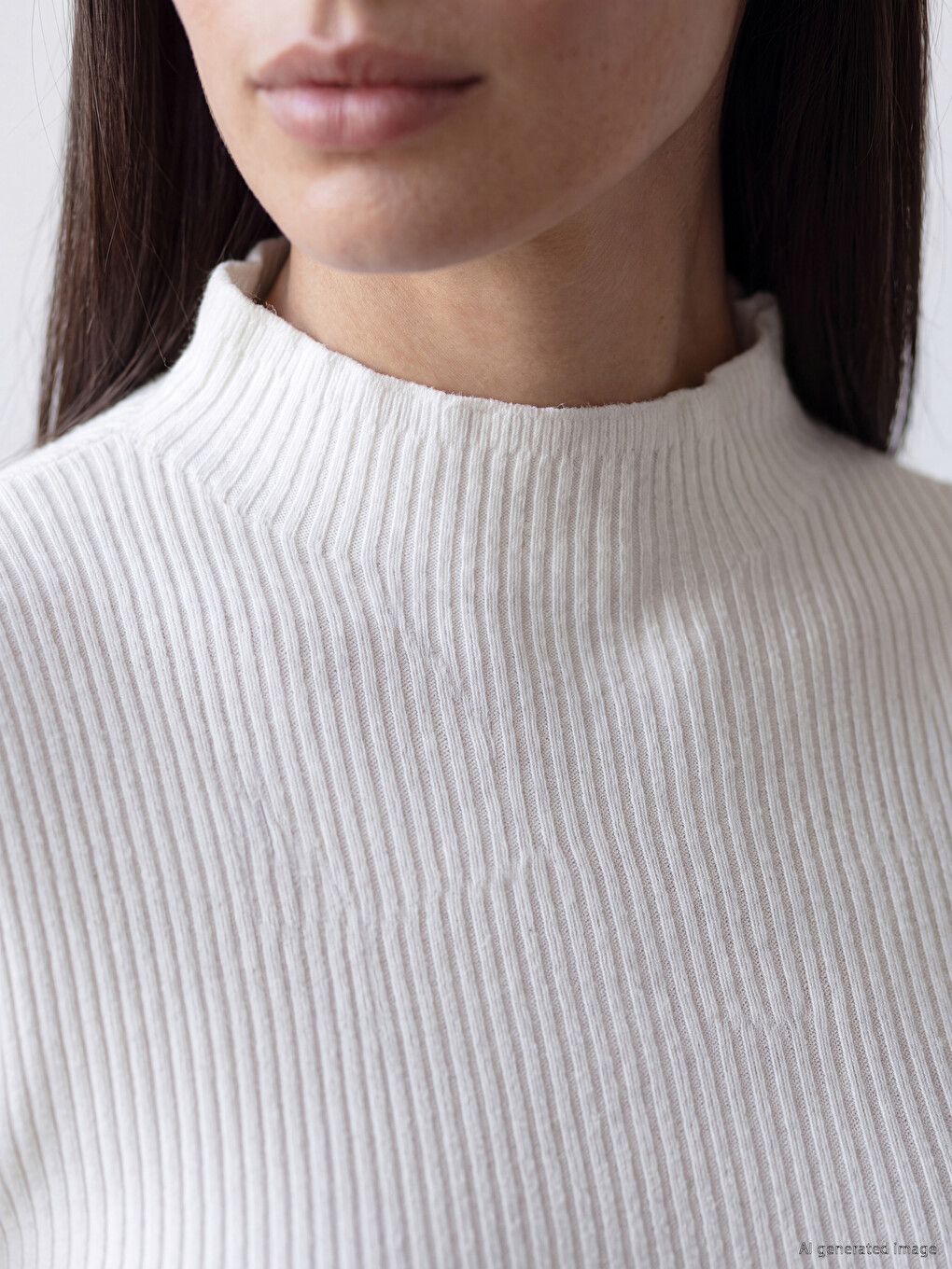 Ruffled Stand Collar Women's Knitwear Sweater-2