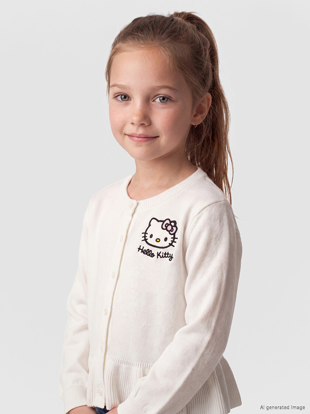 В'язаний Кардиган Для Дівчаток Hello Kitty З Вишивкою-1