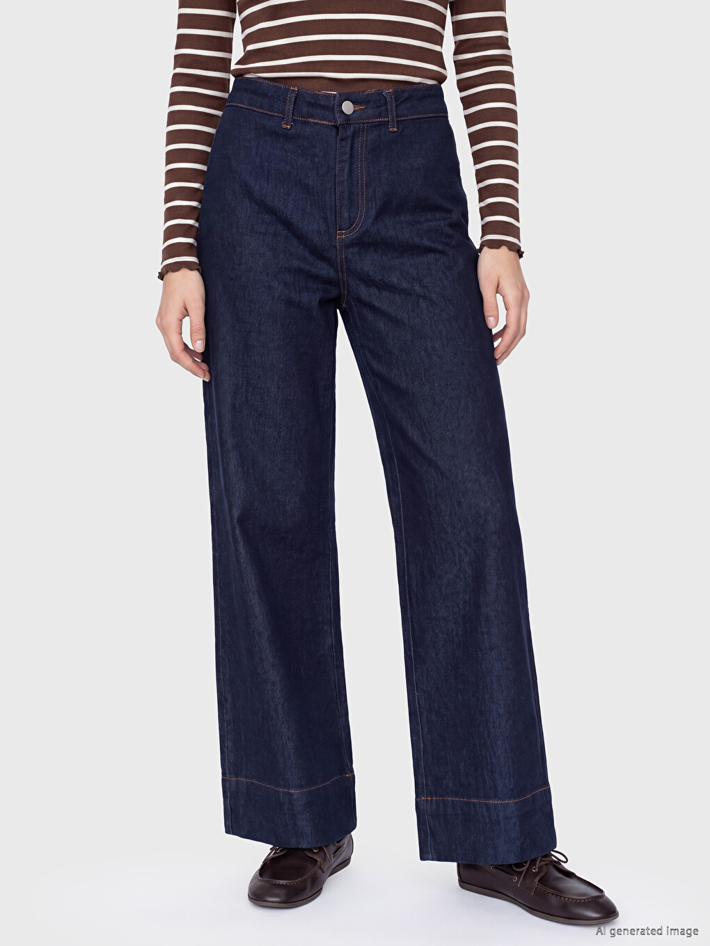 İndigo Wideleg Kadın Jean Pantolon-1