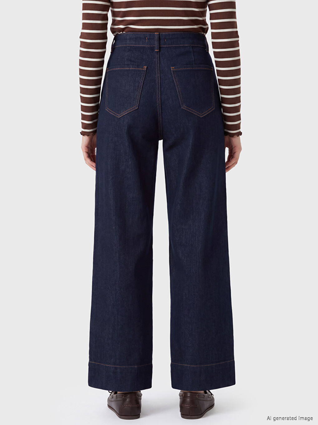 İndigo Wideleg Kadın Jean Pantolon-3