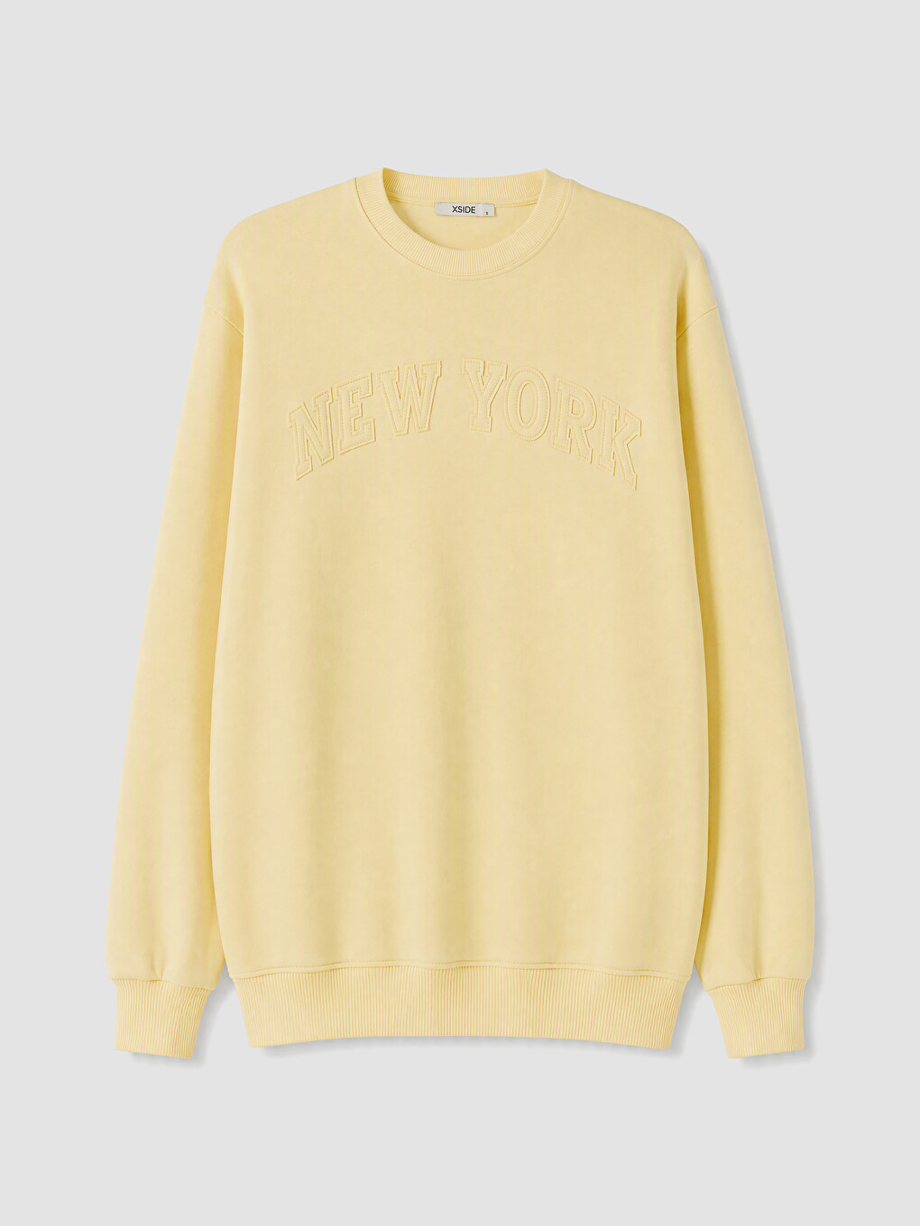 Sarı Bisiklet Yaka Oversize Kadın Kalın Sweatshirt-4
