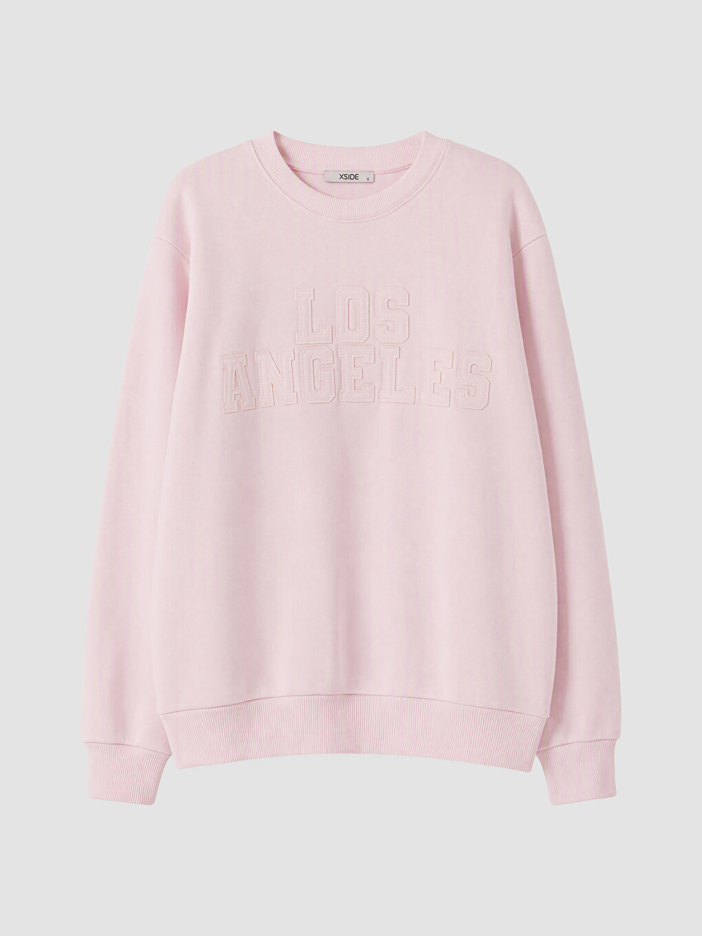 Pembe Bisiklet Yaka Nakışlı Kadın Sweatshirt-4