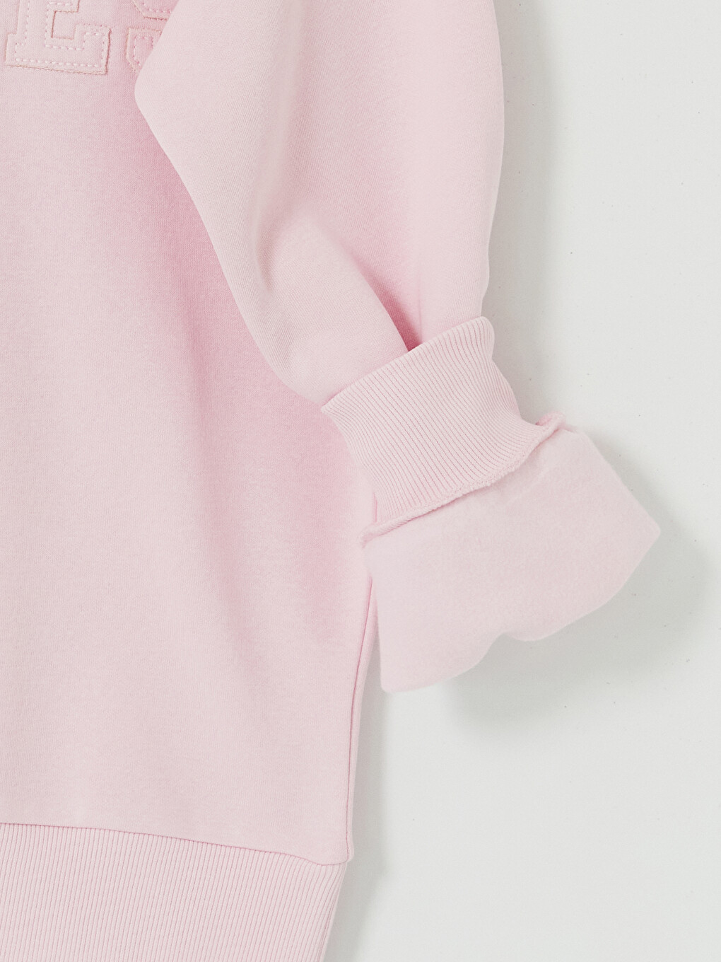 Pembe Bisiklet Yaka Nakışlı Kadın Sweatshirt-6
