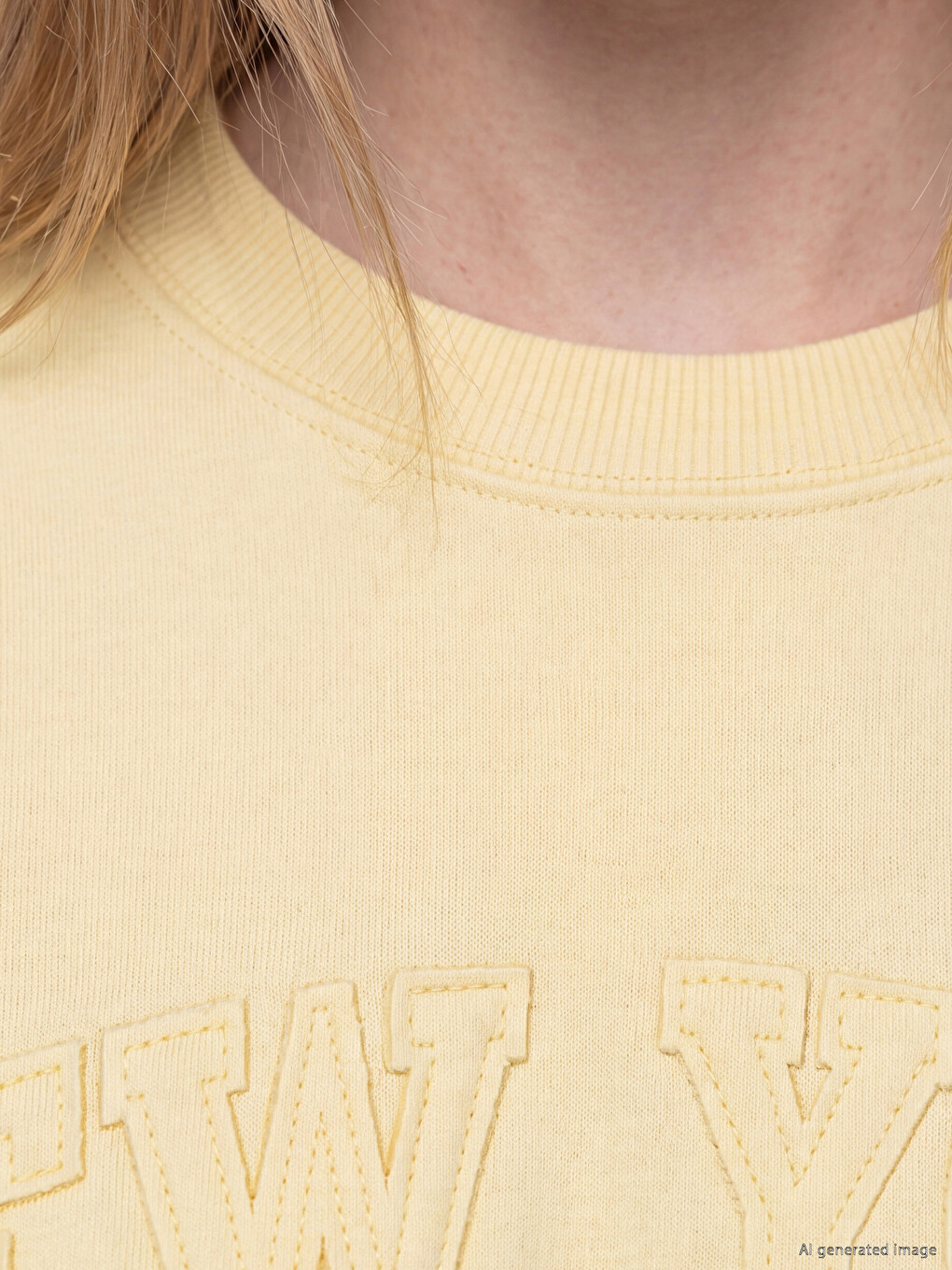Sarı Bisiklet Yaka Oversize Kadın Kalın Sweatshirt-2