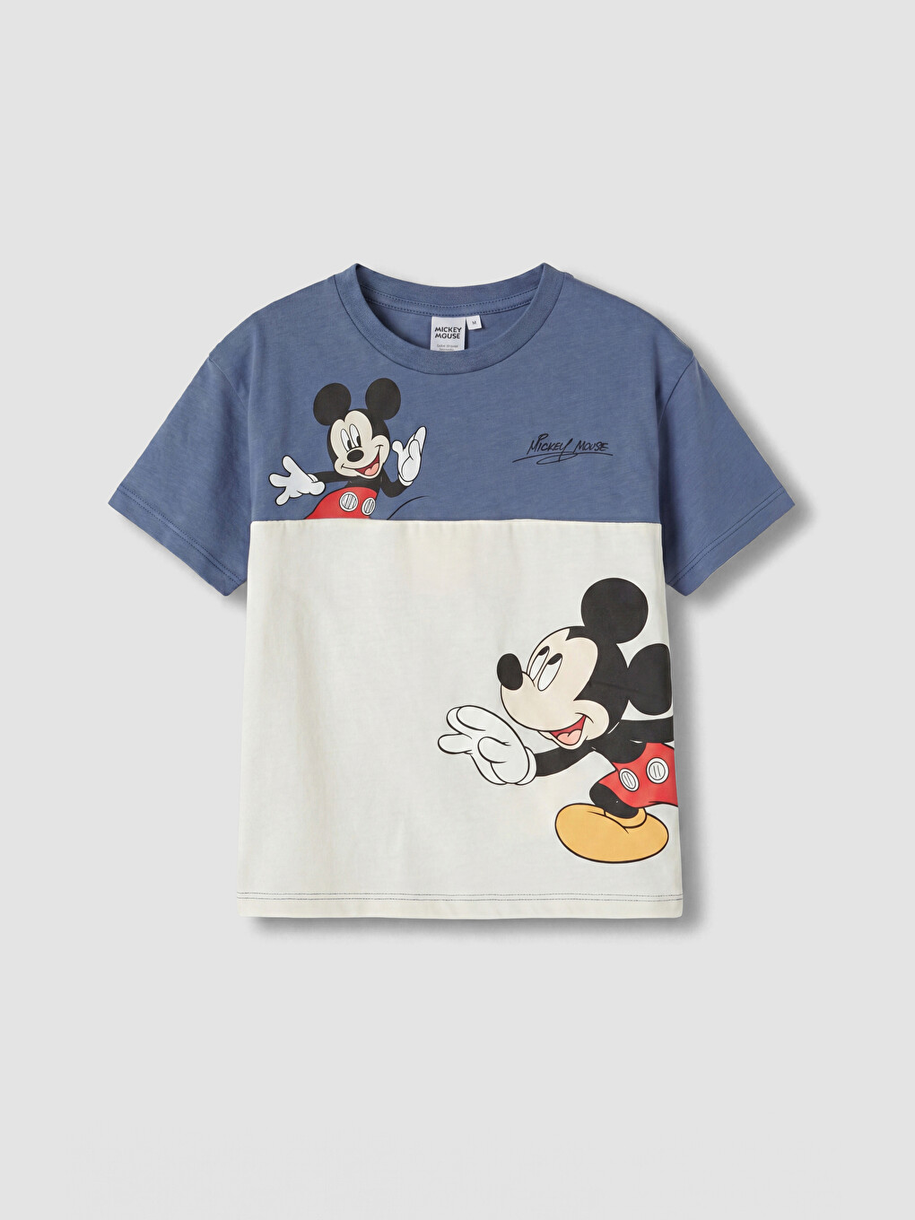 Ekru Mickey Mouse Baskılı Erkek Bebek Takım-1