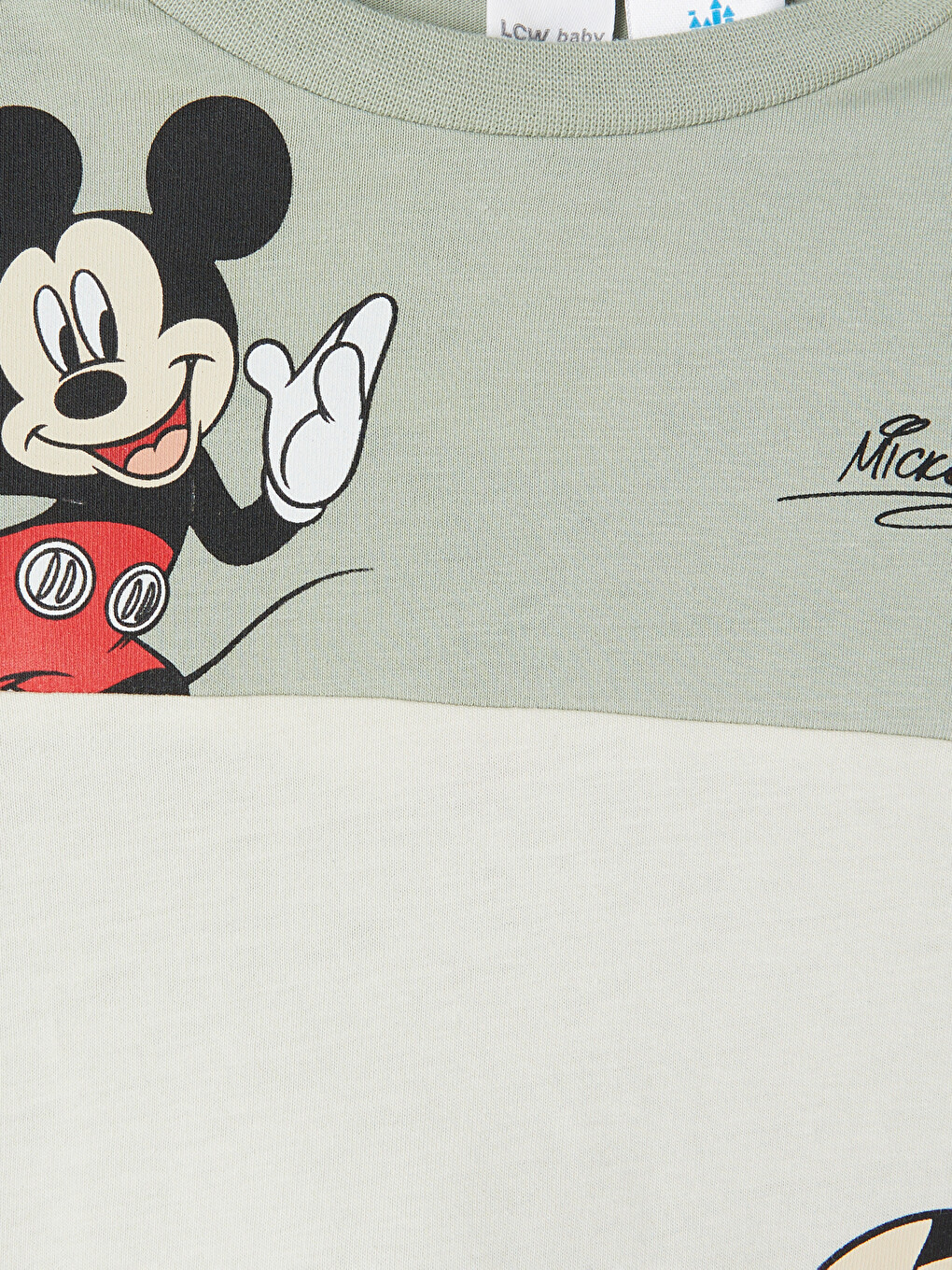 Ekru Mickey Mouse Baskılı Erkek Bebek Takım-2
